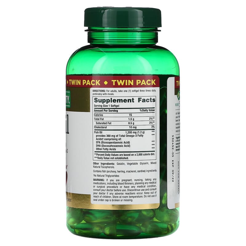 Nature's Bounty Fish Oil Twin Pack 1.200 mg 180 Rapid Release Softgels Each 2 Thực phẩm bổ sung Nature's Bounty Fish Oil Twin Pack 1.200 mg 180 Rapid Release Softgels Each 074312306976