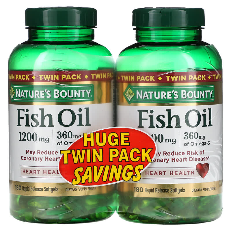 Nature's Bounty Fish Oil Twin Pack 1.200 mg 180 Rapid Release Softgels Each 8 Thực phẩm chức năng Nature's Bounty Fish Oil Twin Pack 1.200 mg 180 Rapid Release Softgels Each 074312306976