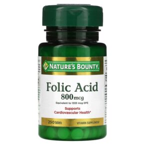 Thực phẩm chức năng Nature's Bounty Folic Acid 800 mcg 250 Tablets 074312028434