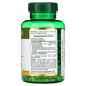 Thực phẩm bổ sung Nature's Bounty Ginkgo Biloba 30 mg 200 Capsules 074312172434