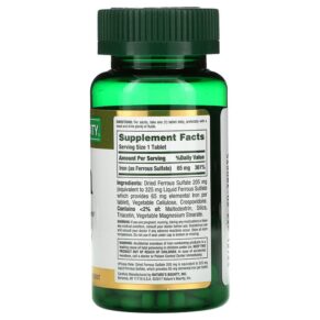 Thực phẩm bổ sung Nature's Bounty Iron 65 mg 100 Tablets 074312413834