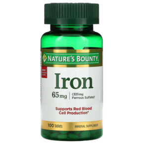 Thực phẩm chức năng Nature's Bounty Iron 65 mg 100 Tablets 074312413834