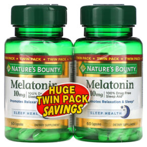 Thực phẩm chức năng Nature's Bounty Melatonin Twin Pack 10 mg 60 Capsules Each 074312793462