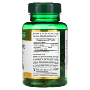 Thực phẩm bổ sung Nature's Bounty Saw Palmetto 450 mg 100 Capsules 074312441912