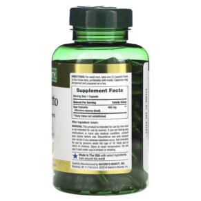 Thực phẩm bổ sung Nature's Bounty Saw Palmetto 450 mg 250 Capsules 074312446481