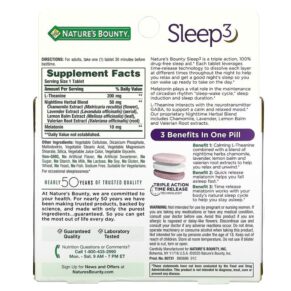 Nature's Bounty Sleep 3 Maximum Strength Drug-Free Sleep Aid 30 Tri-Layered Tablets 3 Thực phẩm bổ sung Nature's Bounty Sleep 3 Maximum Strength Drug-Free Sleep Aid 30 Tri-Layered Tablets 074312005251