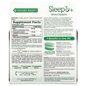 Nature's Bounty Sleep3+ Stress Support 56 Tri-Layer Tablets 3 Thực phẩm bổ sung Nature's Bounty Sleep3+ Stress Support 56 Tri-Layer Tablets 074312006968