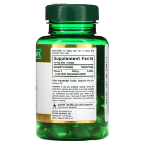 Thực phẩm bổ sung Nature's Bounty Vitamin E Pure Dl-Alpha 450 mg (1.000 IU) 60 Rapid Release Softgels 074312017995