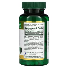 Thực phẩm bổ sung Nature's Bounty Zinc 50 mg 100 Caplets 074312020605