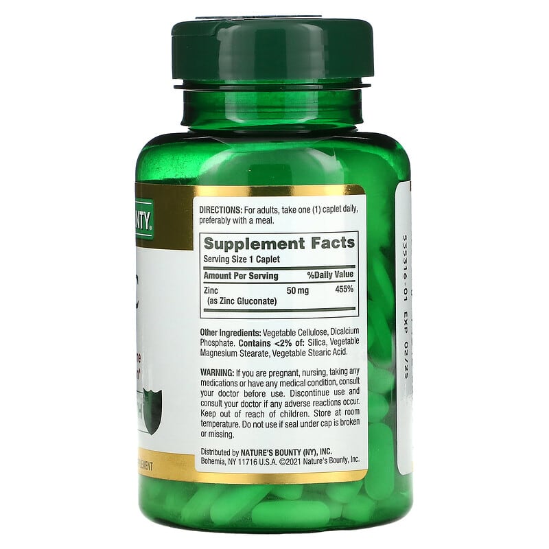 Nature's Bounty Zinc 50 mg 200 Caplets 2 Thực phẩm bổ sung Nature's Bounty Zinc 50 mg 200 Caplets 074312009952