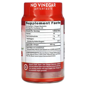 Thực phẩm bổ sung Nature's Truth Apple Cider Vinegar Natural Apple 200 mg 75 Vegan Gummies 840093113726