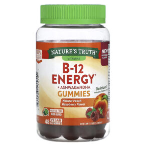 Thực phẩm chức năng Nature's Truth B-12 Energy + Ashwagandha Gummies Natural Peach Raspberry 48 Vegan Gummies 840093115140