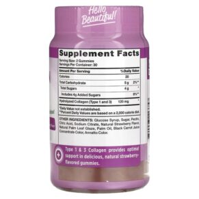 Thực phẩm bổ sung Nature's Truth Beauty Collagen Gummies Types 1 + 3 Natural Strawberry 60 Gummies 840093113757