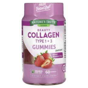 Thực phẩm chức năng Nature's Truth Beauty Collagen Gummies Types 1 + 3 Natural Strawberry 60 Gummies 840093113757