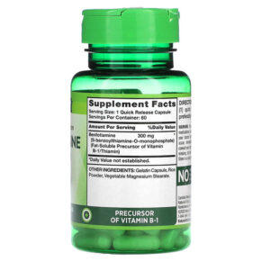 Thực phẩm bổ sung Nature's Truth Benfotiamine 300 mg 60 Quick Release Capsules 840093120199