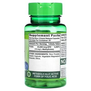 Thực phẩm bổ sung Nature's Truth Extra Strength L-Methyl Folate 7.5 mg 60 Quick Release Capsules 840093116666