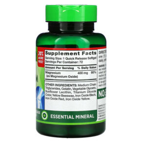 Thực phẩm bổ sung Nature's Truth Extra Strength Magnesium 400 mg 72 Quick Release Softgels 840093110985