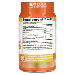 Thực phẩm bổ sung Nature's Truth Extra Strength Vitamin D3 Natural Pineapple 50 mcg (2.000 IU) 70 Vegetarian Gummies 840093115263