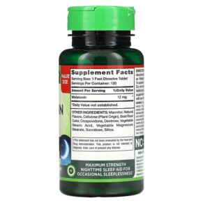 Thực phẩm bổ sung Nature's Truth Fast Dissolve Melatonin Natural Berry 12 mg 120 Fast Dissolve Tablets 840093114143