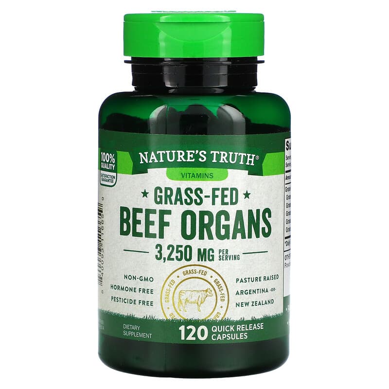 Nature's Truth Grass-Fed Beef Organs 650 mg 120 Quick Release Capsules 8 Thực phẩm chức năng Nature's Truth Grass-Fed Beef Organs 650 mg 120 Quick Release Capsules 840093116659