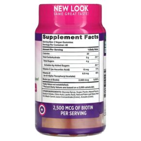 Thực phẩm bổ sung Nature's Truth Hair Skin & Nails Natural Fruit 1.250 mcg 80 Vegan Gummies 840093102232