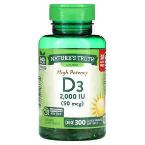 Thực phẩm chức năng Nature's Truth High Potency Vitamin D3 50 mcg (2.000 IU) 300 Quick Release Softgels 840093103734