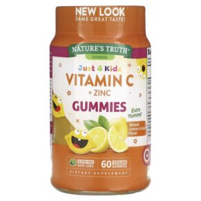 Thực phẩm chức năng Nature's Truth Just 4 Kids Vitamin C + Zinc Natural Lemon-Licious 60 Vegan Gummies 840093115409