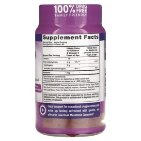 Thực phẩm bổ sung Nature's Truth Low Dose Melatonin Natural Cherry Pomegranate 1 mg 60 Vegan Gummies 840093116567