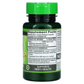 Thực phẩm bổ sung Nature's Truth Maca 1.600 mg 60 Quick Release Capsules 840093105295