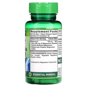 Thực phẩm bổ sung Nature's Truth Magnesium Glycinate High Absorption 665 mg 60 Quick Release Capsules 840093111364