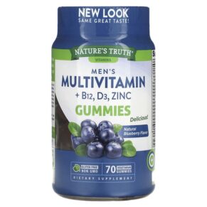 Thực phẩm chức năng Nature's Truth Men's Multivitamin + B-12 D3 Zinc Natural Blueberry 70 Vegetarian Gummies 840093115393