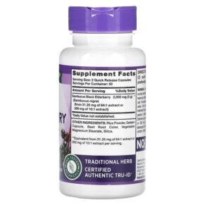 Nature's Truth Sambucus Black Elderberry 1.000 mg 100 Quick Release Capsules 3 Thực phẩm bổ sung Nature's Truth Sambucus Black Elderberry 1.000 mg 100 Quick Release Capsules 840093112842