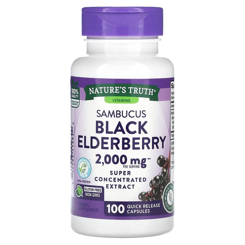 Nature's Truth Sambucus Black Elderberry 1.000 mg 100 Quick Release Capsules 8 Thực phẩm chức năng Nature's Truth Sambucus Black Elderberry 1.000 mg 100 Quick Release Capsules 840093112842