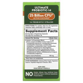 Thực phẩm bổ sung Nature's Truth Ultimate Probiotic-14 25 Billion 60 Vegetarian Capsules 840093100832