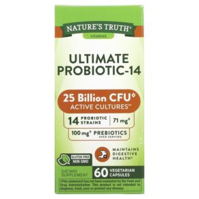 Thực phẩm chức năng Nature's Truth Ultimate Probiotic-14 25 Billion 60 Vegetarian Capsules 840093100832