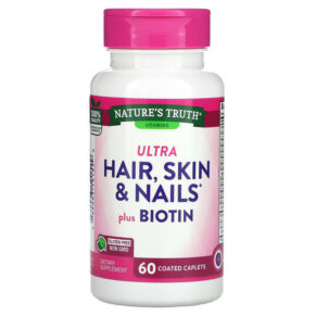 Thực phẩm chức năng Nature's Truth Ultra Hair Skin & Nails Plus Biotin 60 Coated Caplets 840093101549