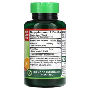 Thực phẩm bổ sung Nature's Truth Vitamin C Plus Wild Rose Hips 500 mg 110 Tablets 840093106049