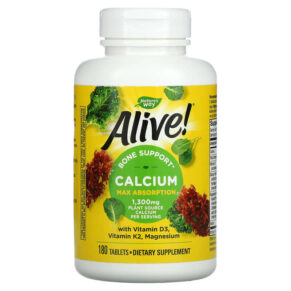 Thực phẩm chức năng Nature's Way Alive! Calcium with Vitamin D3 Vitamin K2 Magnesium 325 mg 180 Tablets 033674105016