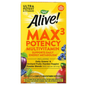Thực phẩm chức năng Nature's Way Alive! Max3 Potency Multivitamin No Added Iron 90 Tablets 033674149317