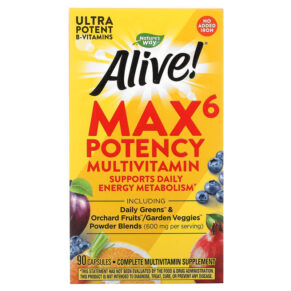 Thực phẩm chức năng Nature's Way Alive! Max6 Potency Multivitamin No Added Iron 90 Capsules 033674150924