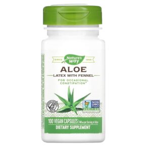 Thực phẩm chức năng Nature's Way Aloe Latex with Fennel 140 mg 100 Vegan Capsules 033674101506