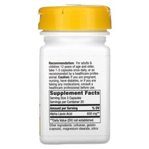 Thực phẩm bổ sung Nature's Way Alpha Lipoic Acid 600 mg 60 Capsules 033674451816