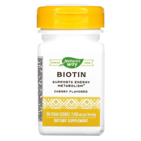 Thực phẩm chức năng Nature's Way Biotin Cherry 1.000 mcg 100 Vegan Lozenges 033674404508