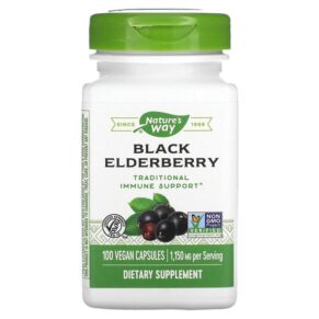 Thực phẩm chức năng Nature's Way Black Elderberry 575 mg 100 Vegan Capsules 033674124406
