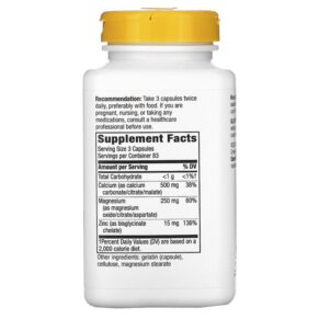 Thực phẩm bổ sung Nature's Way Calcium Mag & Zinc Mineral Complex 765  mg 250 Capsules 033674414118