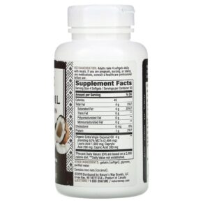 Thực phẩm bổ sung Nature's Way Coconut Oil Pure Extra Virgin 1.000 mg 120 Softgels 033674100097