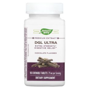 Thực phẩm chức năng Nature's Way DGL Ultra Extra Strength Digestive Relief Chocolate 75 mg 90 Chewable Tablets 763948091010