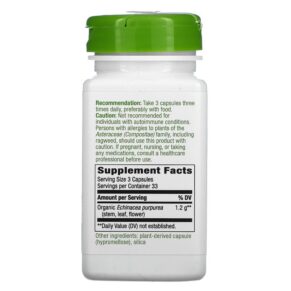 Thực phẩm bổ sung Nature's Way Echinacea Purpurea Herb 400 mg 100 Vegan Capsules 033674124000
