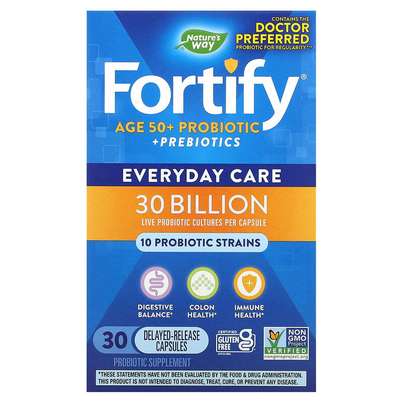Nature's Way Fortify Age 50+ Probiotic + Prebiotics Everyday Care 30 Billion 30 Delayed-Release Veg Capsules 8 Thực phẩm chức năng Nature's Way Fortify Age 50+ Probiotic + Prebiotics Everyday Care 30 Billion 30 Delayed-Release Veg Capsules 033674102930