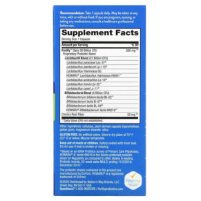 Thực phẩm bổ sung Nature's Way Fortify Daily Probiotic + Prebiotics Everyday Care 30 Billion CFU 30 Delayed-Release Veg Capsules 033674102947